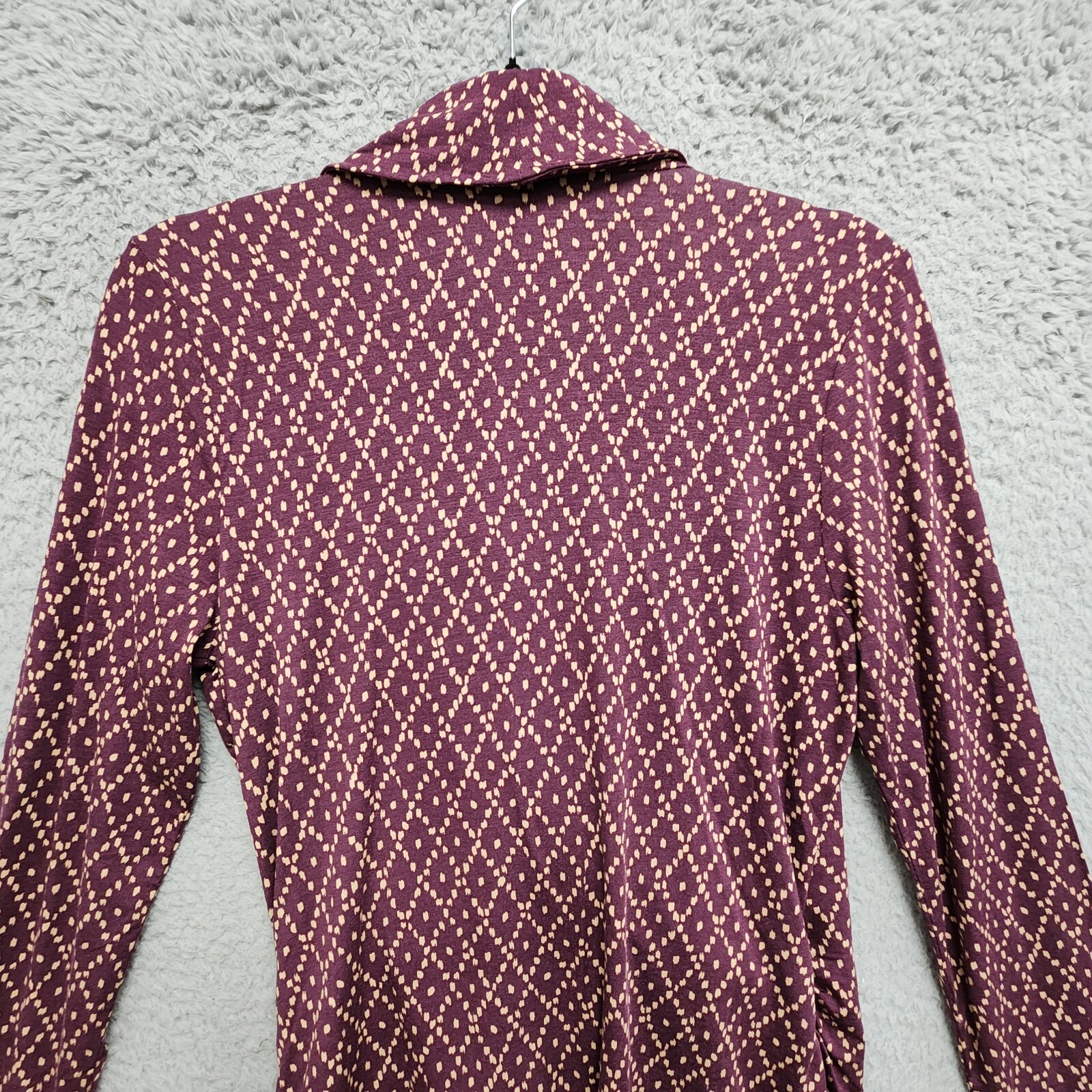 Ann Taylor Top Womens Small Purple Shawl Collar Faux Wrap Geometric NEW w/ Tag