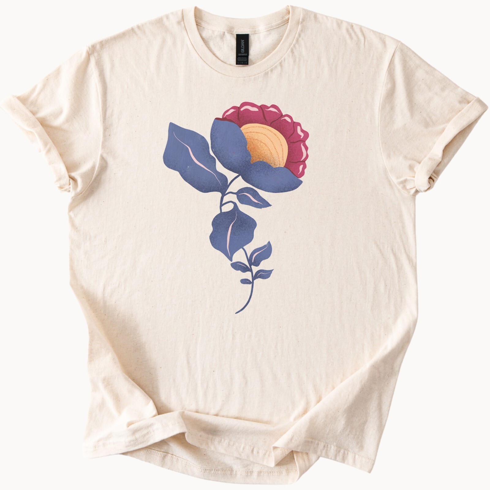 Minimalist Flower Graphic T Shirt Modern Botanical Art Cream Tee Shirt