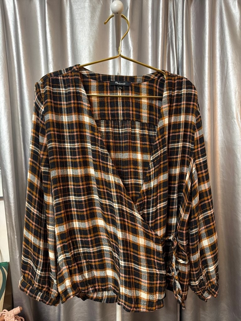 Madewell Plaid Wrap Blouse