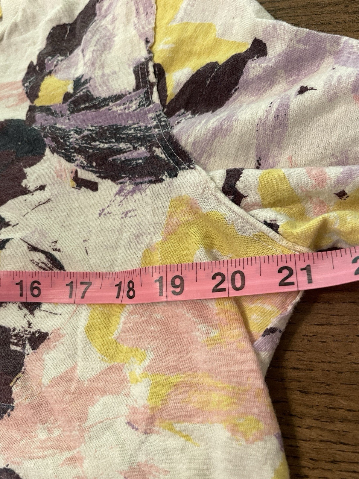 Anthropologie Cotton Cropped Shirt, Purple Pink Yellow Top Soft All Seasons, M