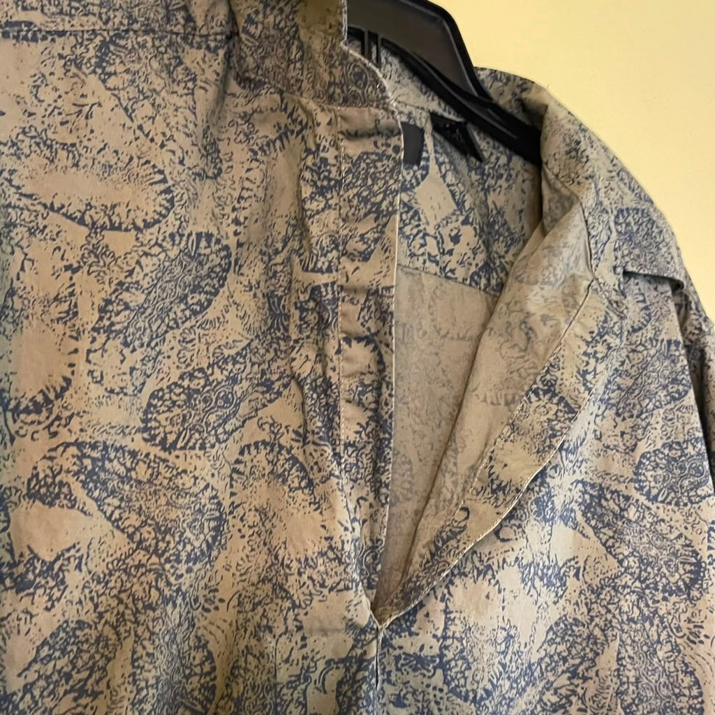 Marc Edwards Womens XL Abstract Botanical Print V-Neck Popover Shirt Blouse
