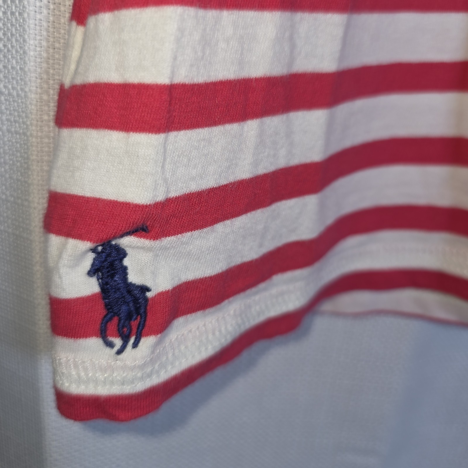 Ralph Lauren Sport Striped T-Shirt Women’s XL Pink White Pony Logo Short Sleeve