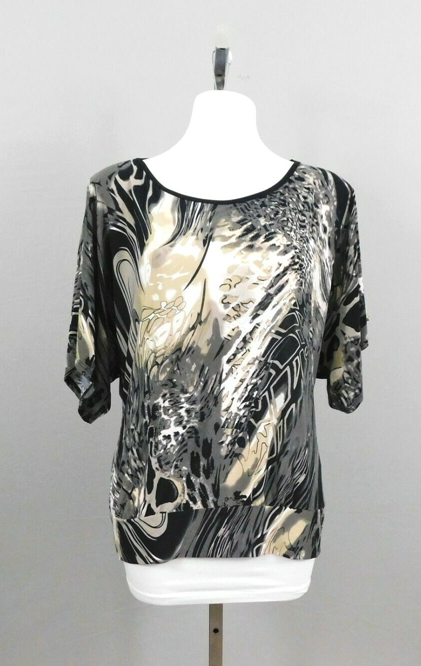 Simply Irresistible Women’s Shirt, Size L, Black, Beige, 95% cotton, 5% spandex