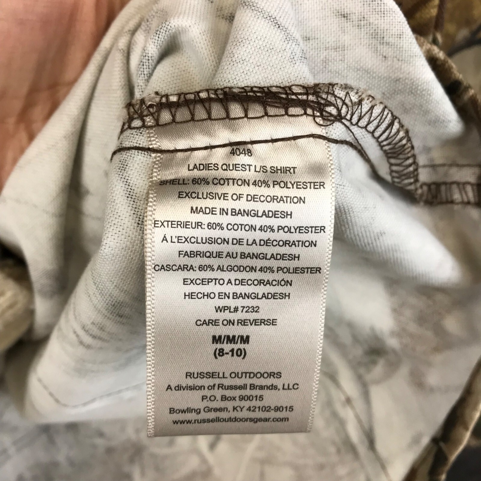New Russell Outdoors Women’s Camo Hunt Button Down Shirt Size M