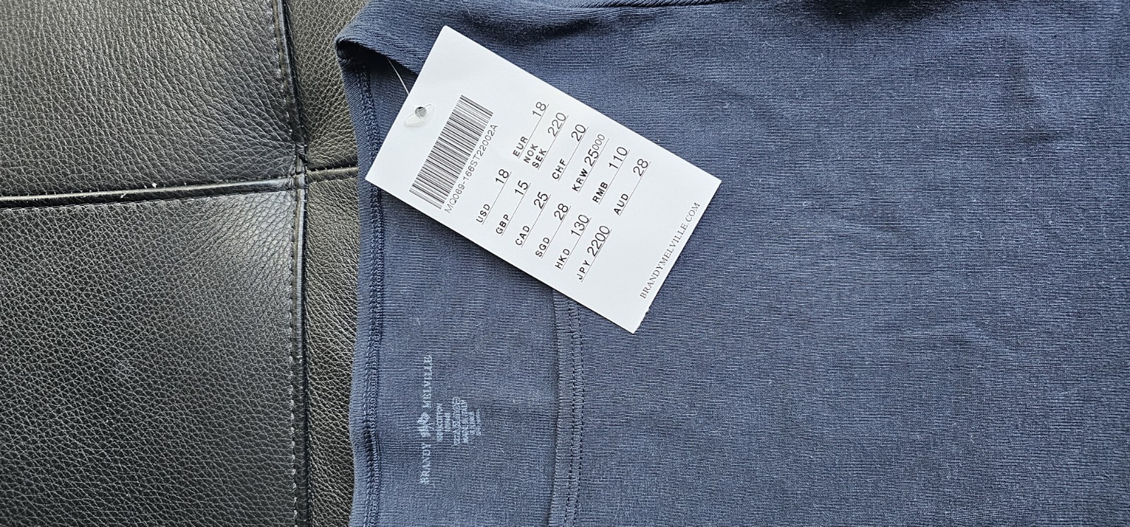Brandy Melville NWT Elodie Top Navy Blue XS/S 100% Cotton Fitted Boatneck Tee