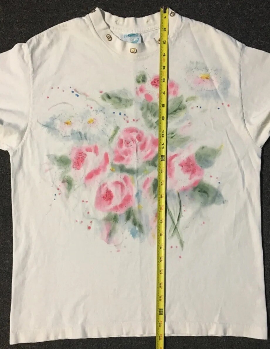 Vtg 90s Flower Art Faded Shirt L Watercolor Nature Abstract Grunge Vaporwave 80s