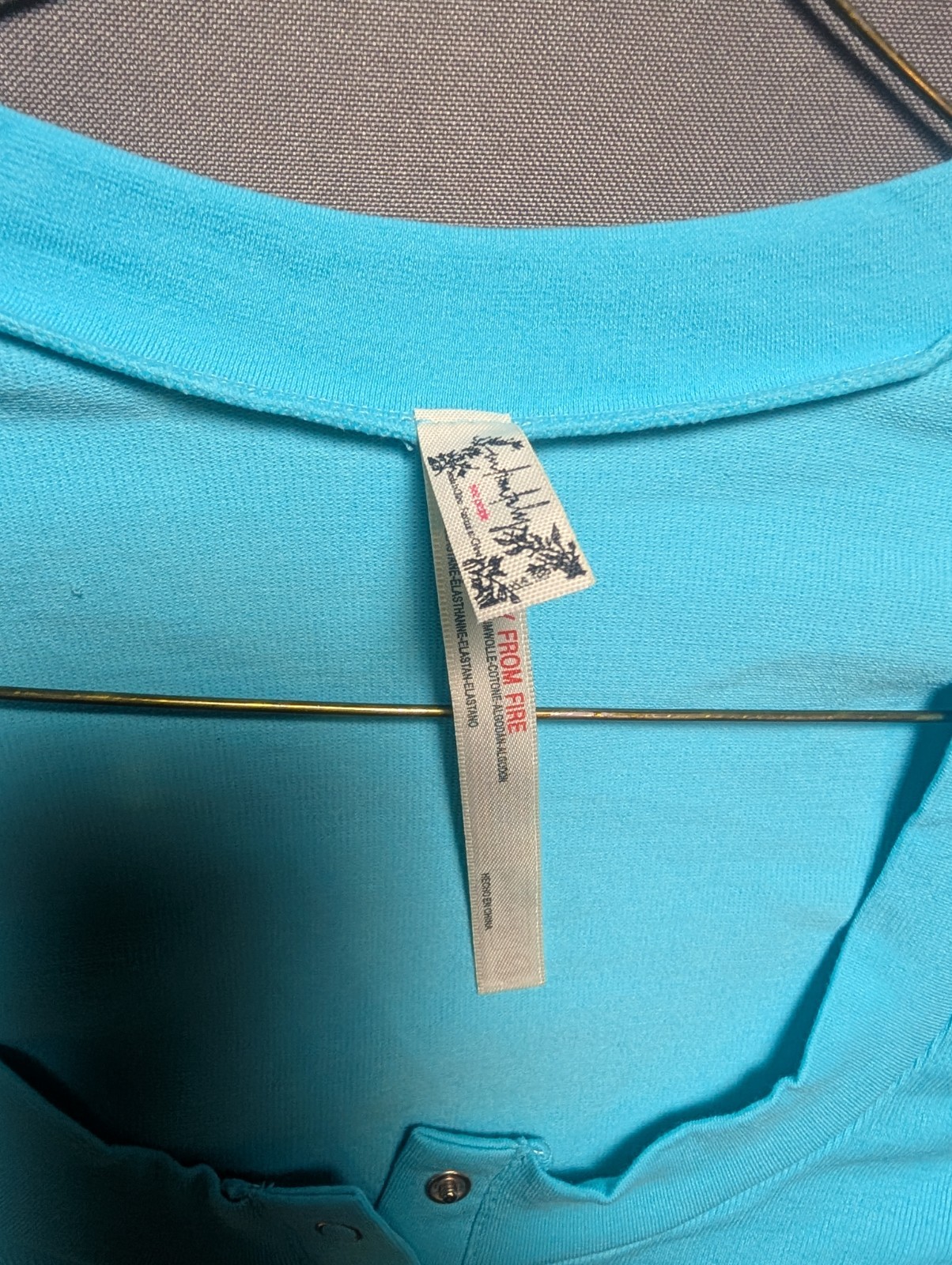 Free People Intimately Wide Awake Layering Top Womens XS Blue Cotton Henley Neck