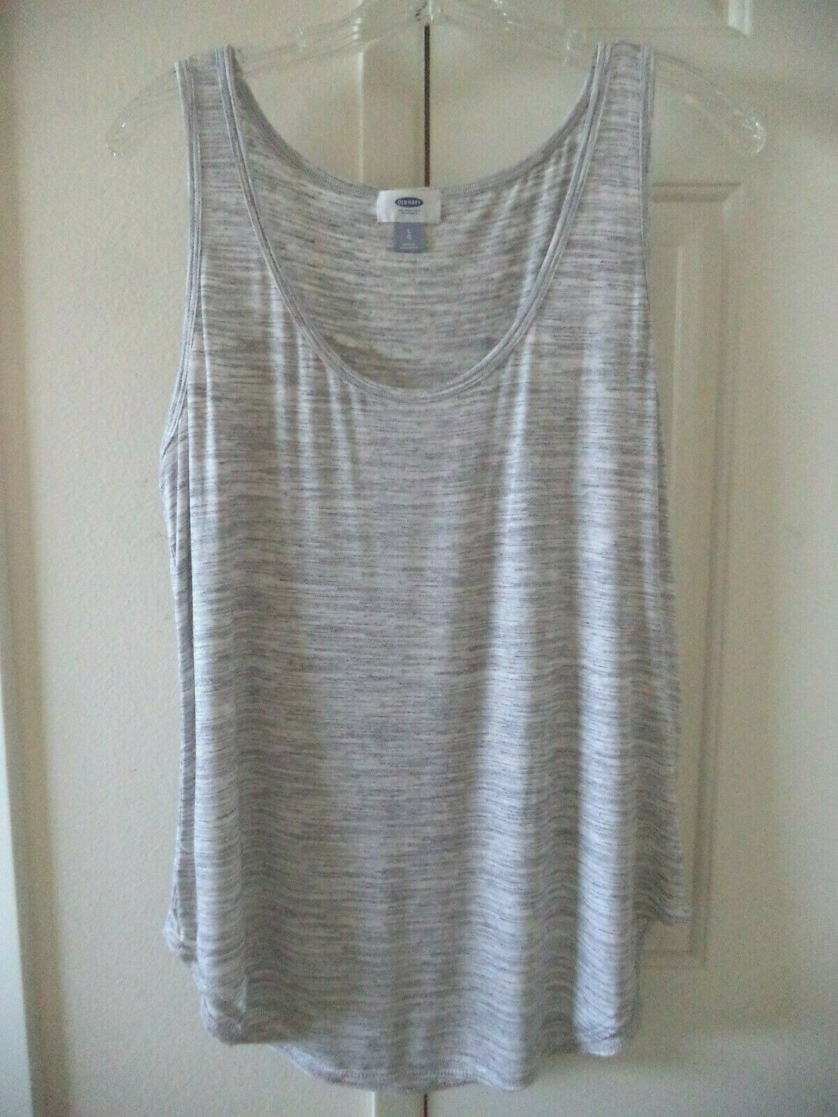 Old Navy Heather Light Grey Scoop Neck Curve Hem Rayon Tank Top 8 10 12 14 M L