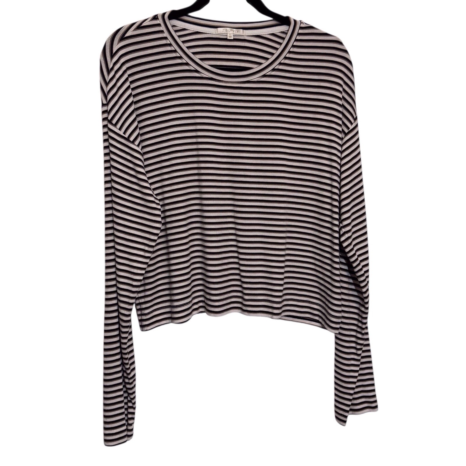 Z Supply Size Large Multicolor Striped Long Sleeve Blouse Ribbed Top Stretchy
