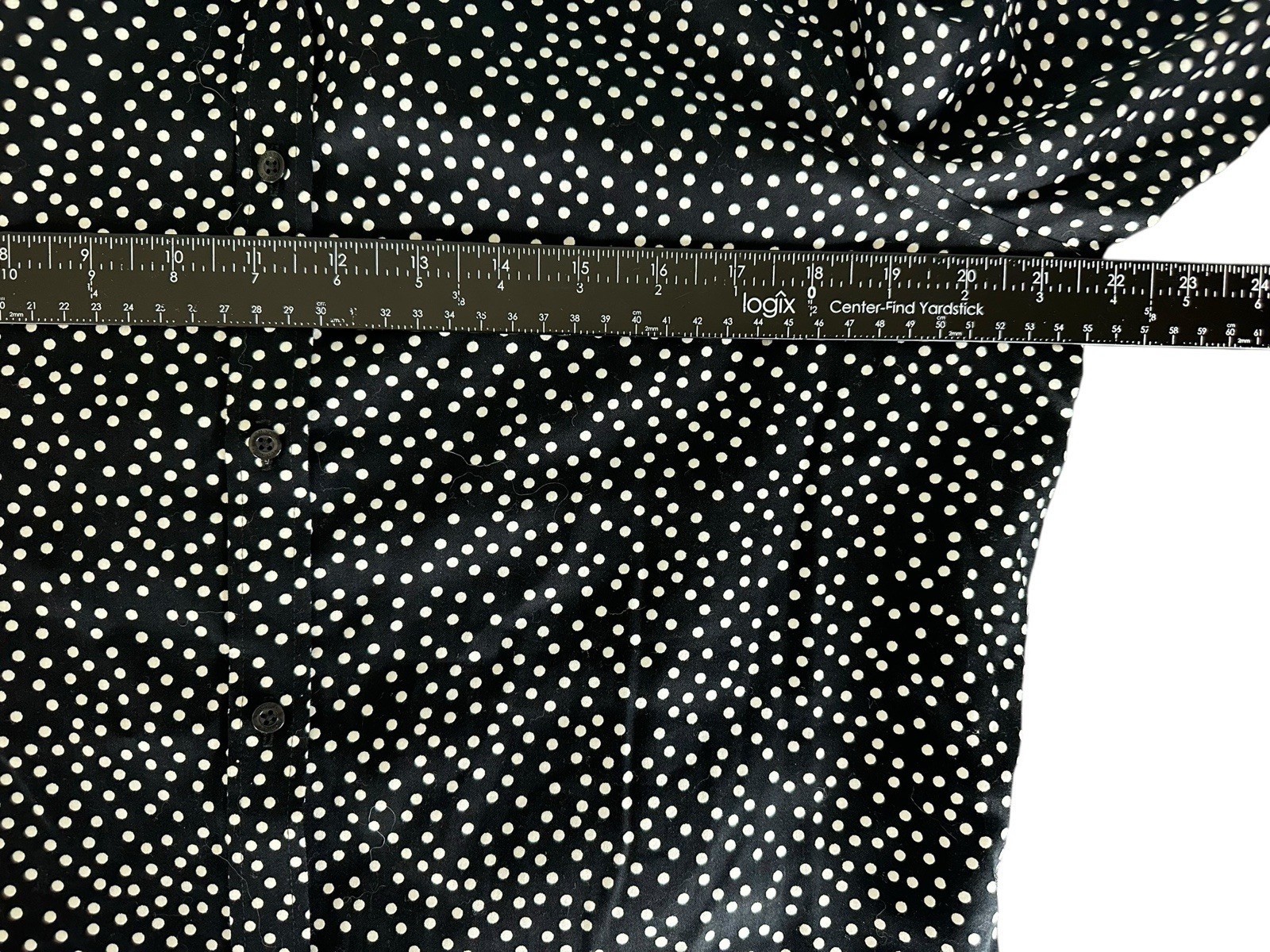 Chaps No Iron Shirt Contrast Cuff Polka Dot Fitted Cotton Blouse Women’s Large