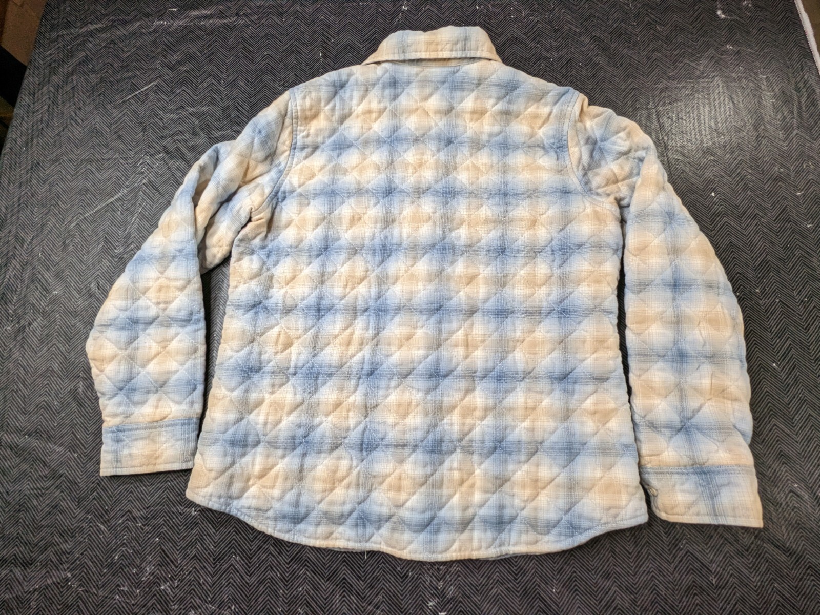 Eddie Bauer Shacket Shirt Women’s Medium Blue Beige Button Down Quilted