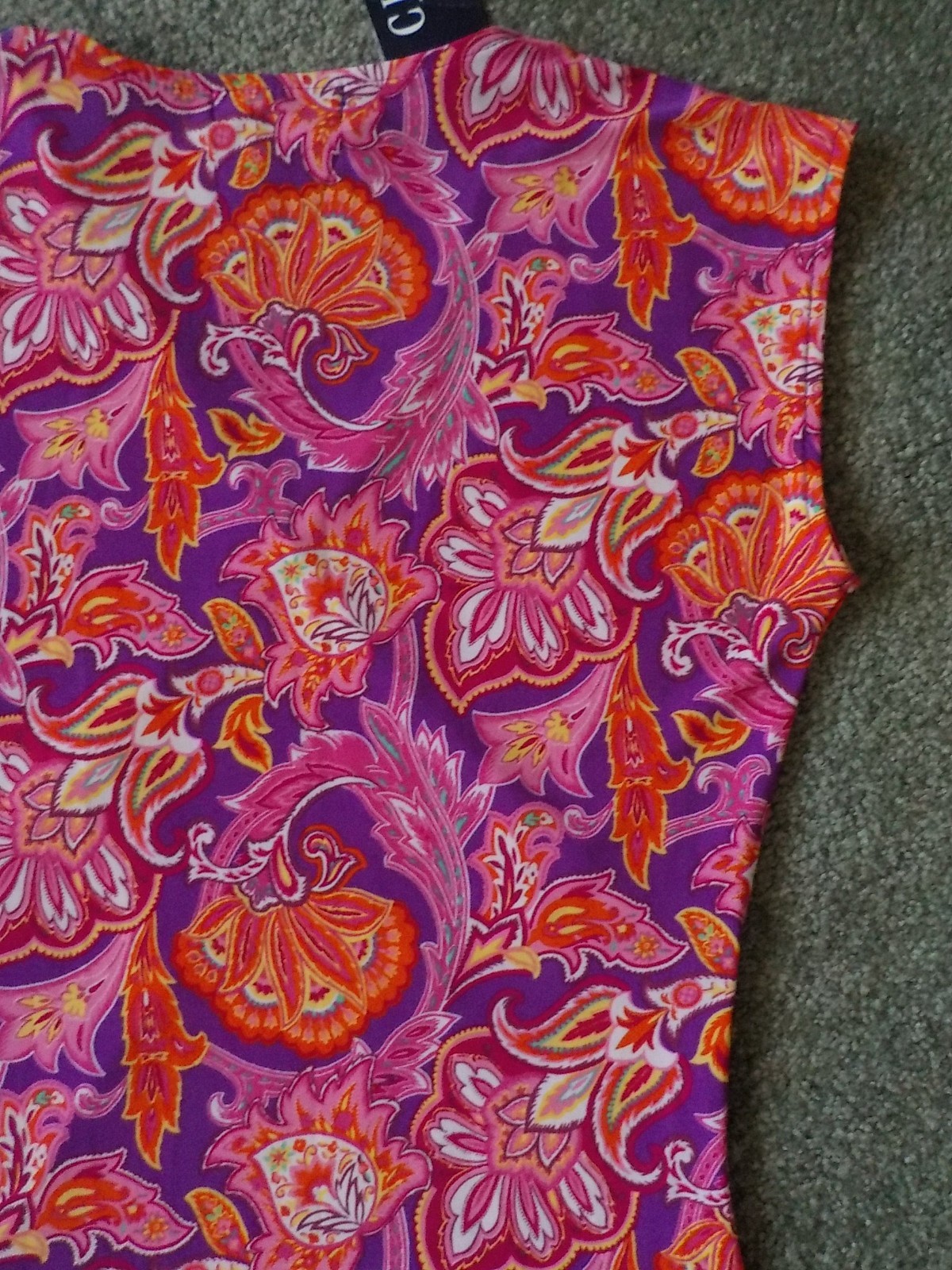 Misses Floral Sleeveless Career Top, Gathers, Pinks Poly Knit, Chaps, XSm, New