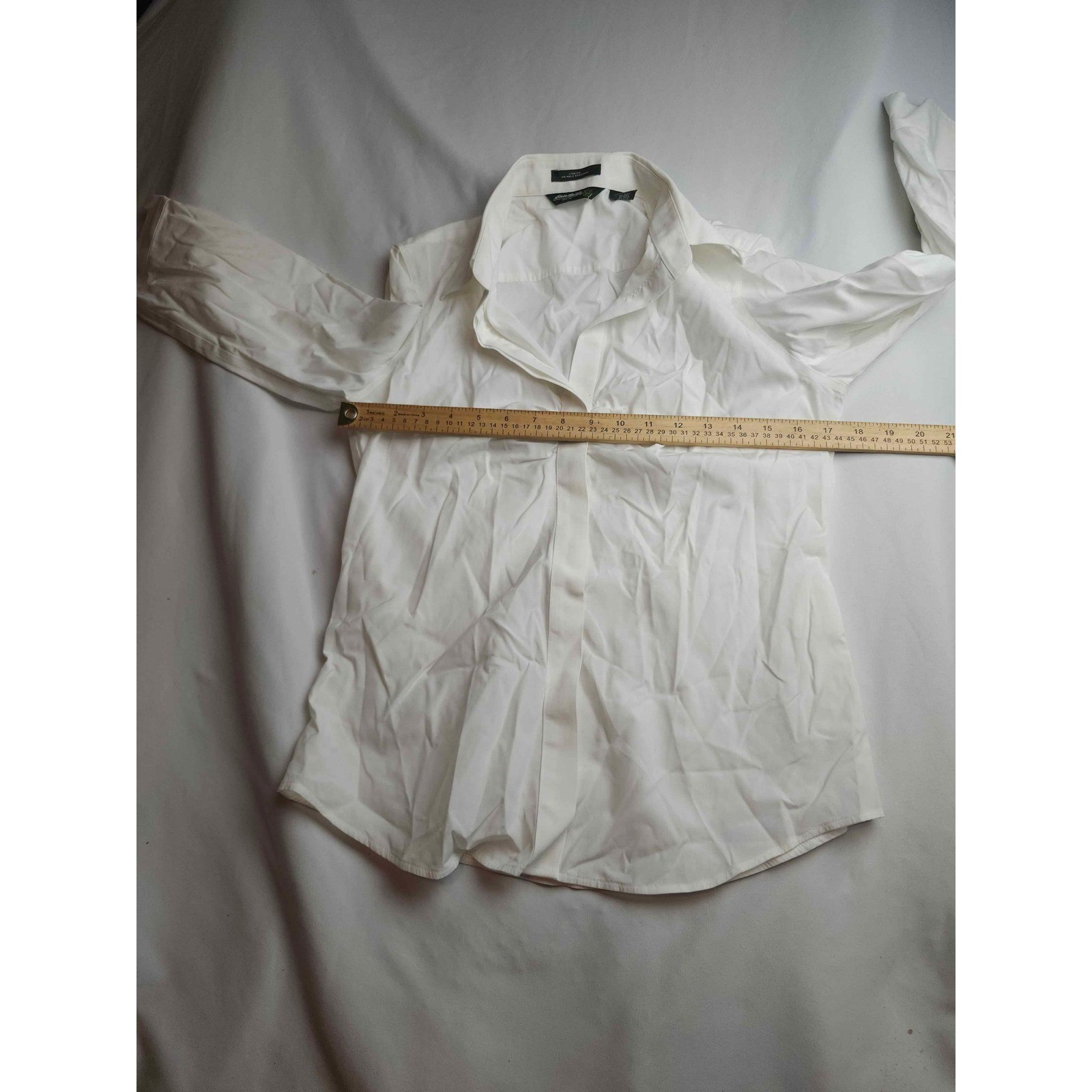 Eddie Bauer Womens White Stretch Wrinkle Resistant Button Down Shirt Small