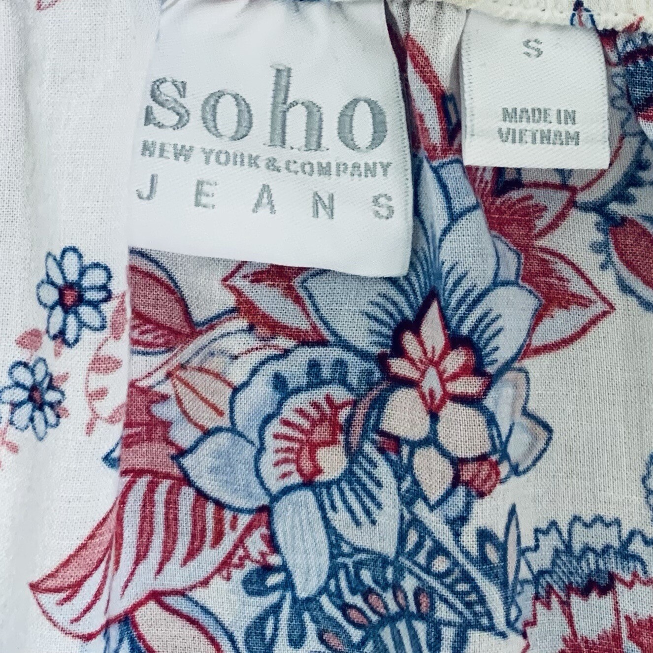 Soho New York & Company Womens Top Shirt Small Multicolor Boho Floral Popover
