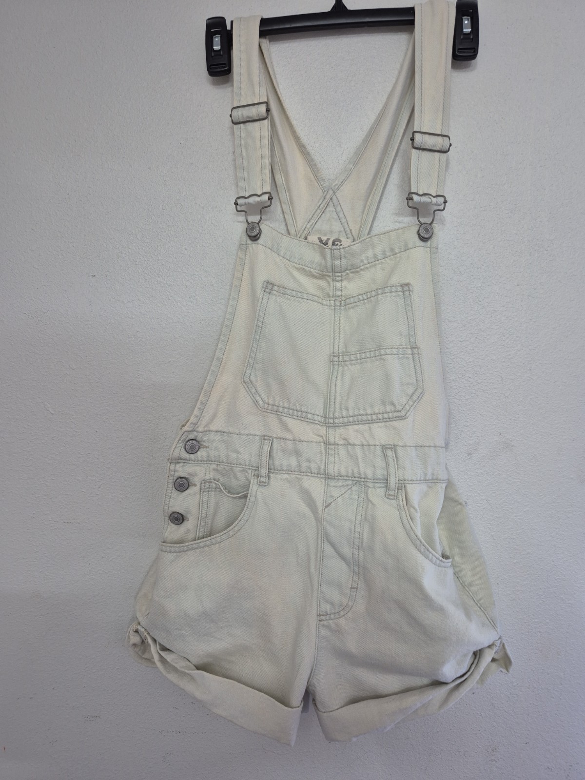 Free People We The Free Ziggy Denim Shortall Overalls Cream White Xs Romper