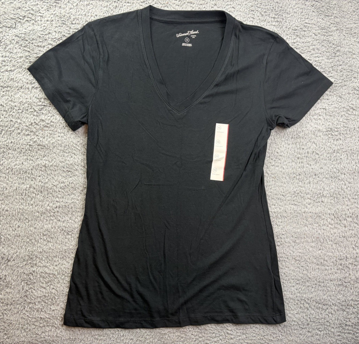 Universal Thread Womens XS Black Short Sleeve V-Neck Relaxed T-Shirt