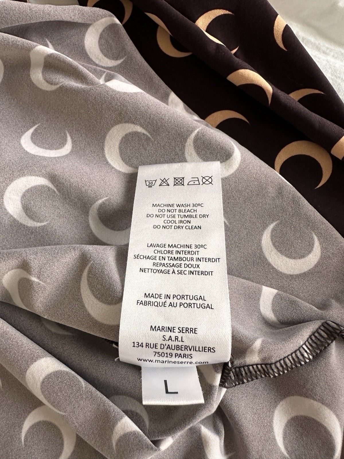 Authentic Marine Serre Borderline Second Skin Moon Print Jersey Size L Brown Tan