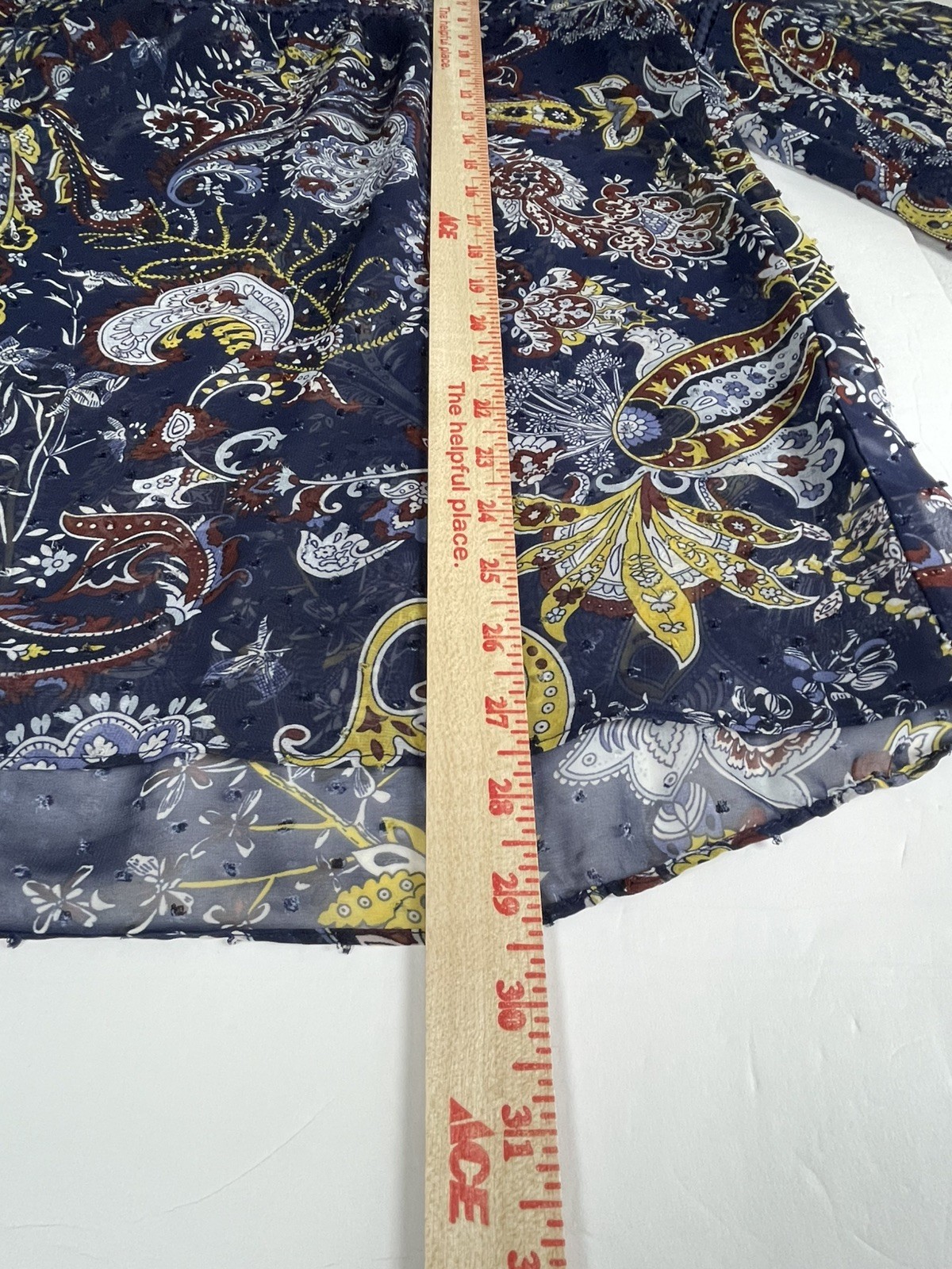 Style & Co Blue Multicolor Boho Floral Paisley Sheer Swiss Dot Blouse Women’s 1X
