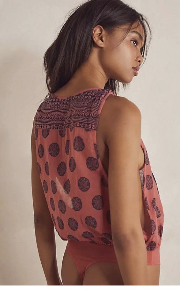 Free People Soul Of The Sun Bodysuit Boho Brick Combo Medium NWT* BD157