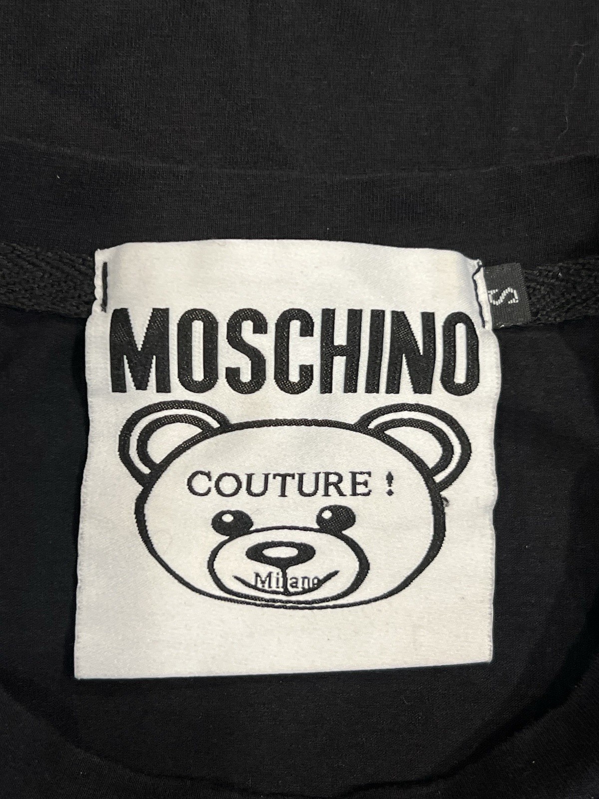 Designer Graphic Tee Moschino Couture Teddy Bear Logo Luxury Streetwear-Sz Small