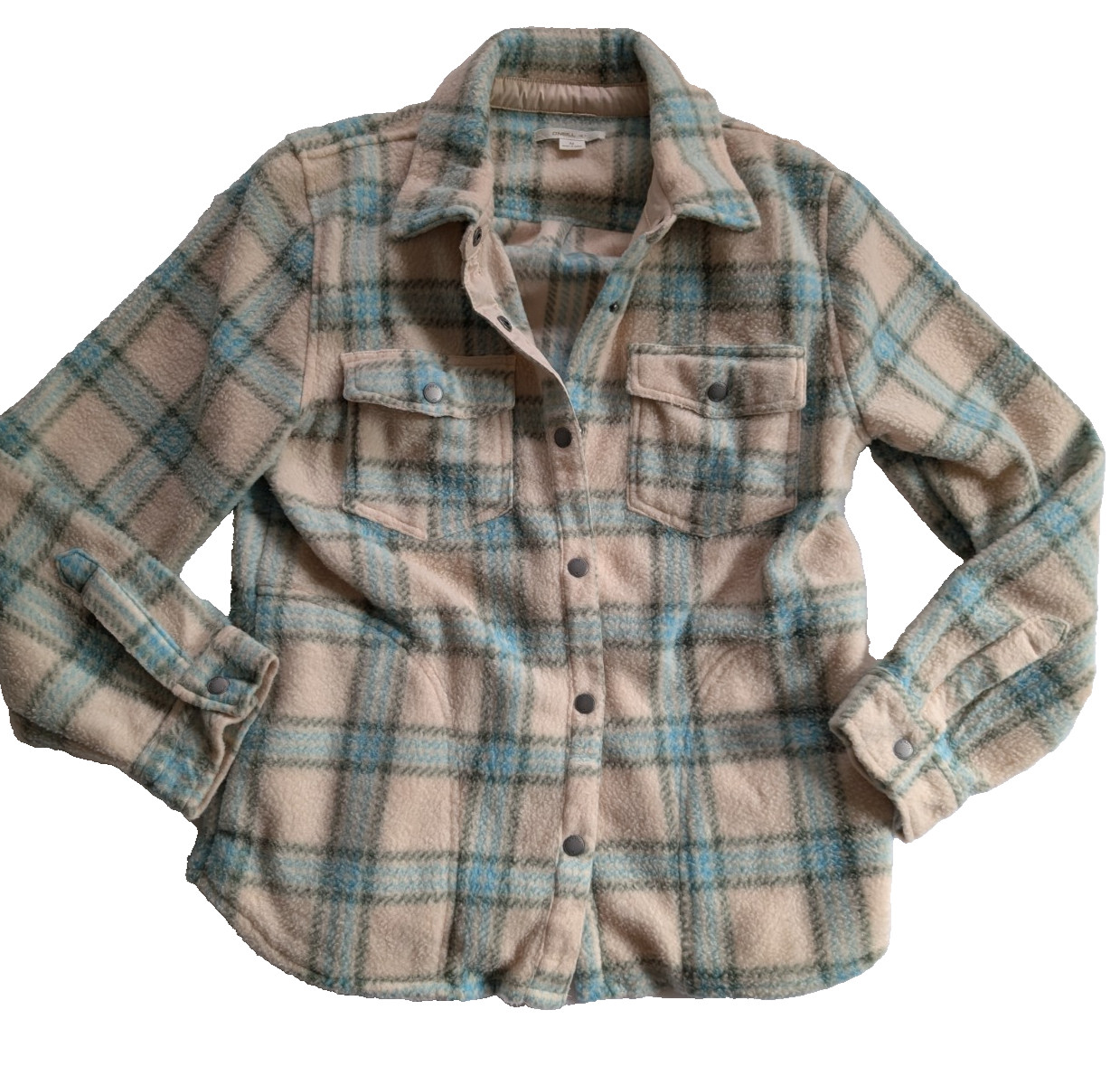 O’Neill Zuma High Pile Superfleece Button Up Oversized Shirt Nile Blue NWT Women