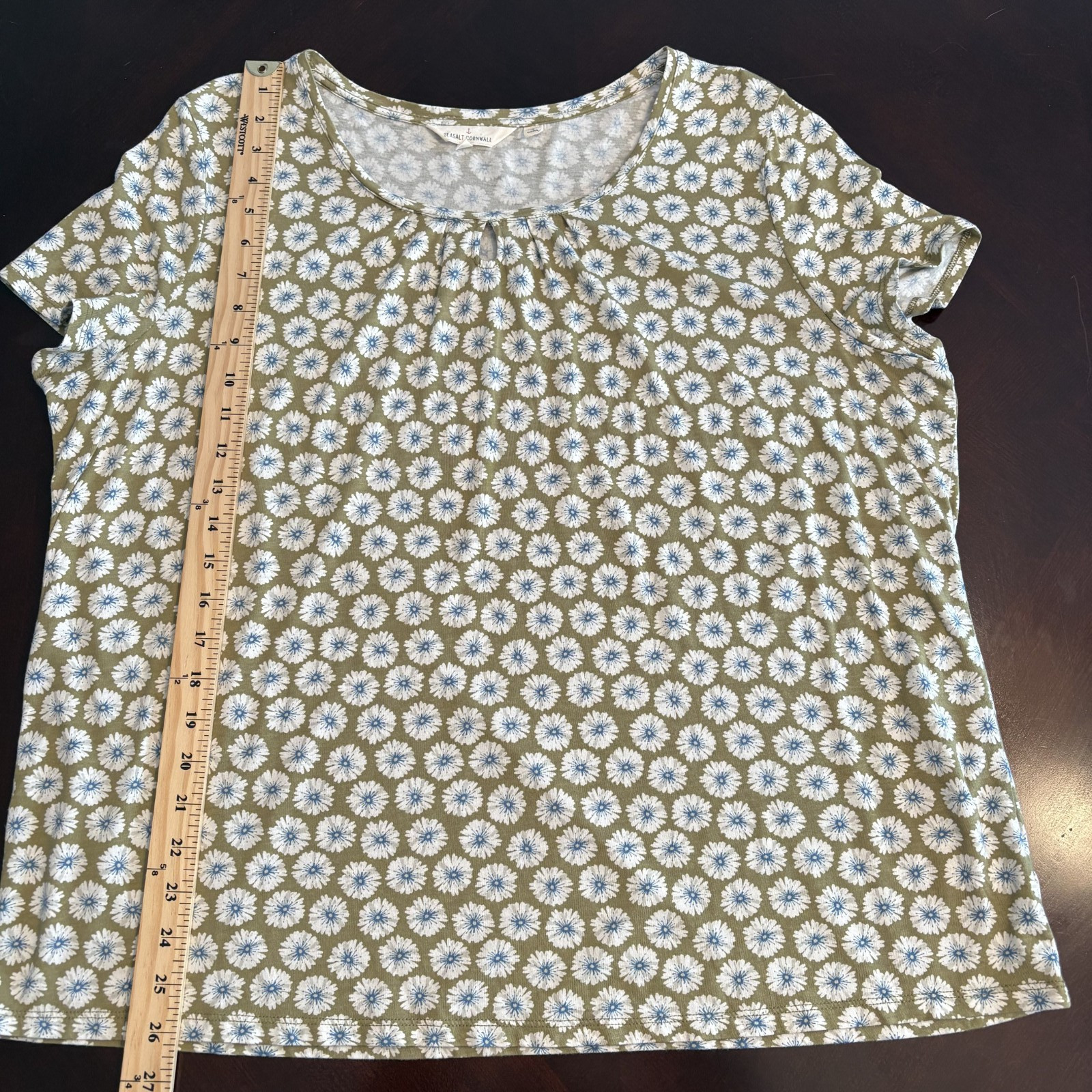 Seasalt Cornwall Bamboo Cotton Blend Floral Appletree Top Size 22 Boho Cottage