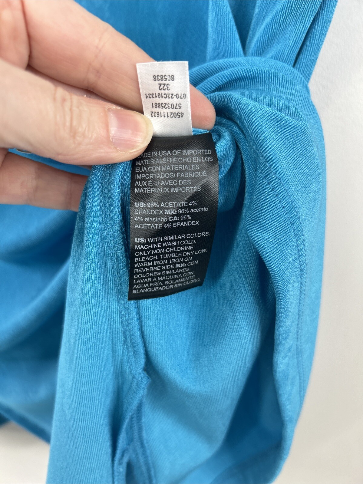 Chico’s Travelers Women’s 3 Aqua Blue V Neck Acetate Short Sleeve Top Blouse
