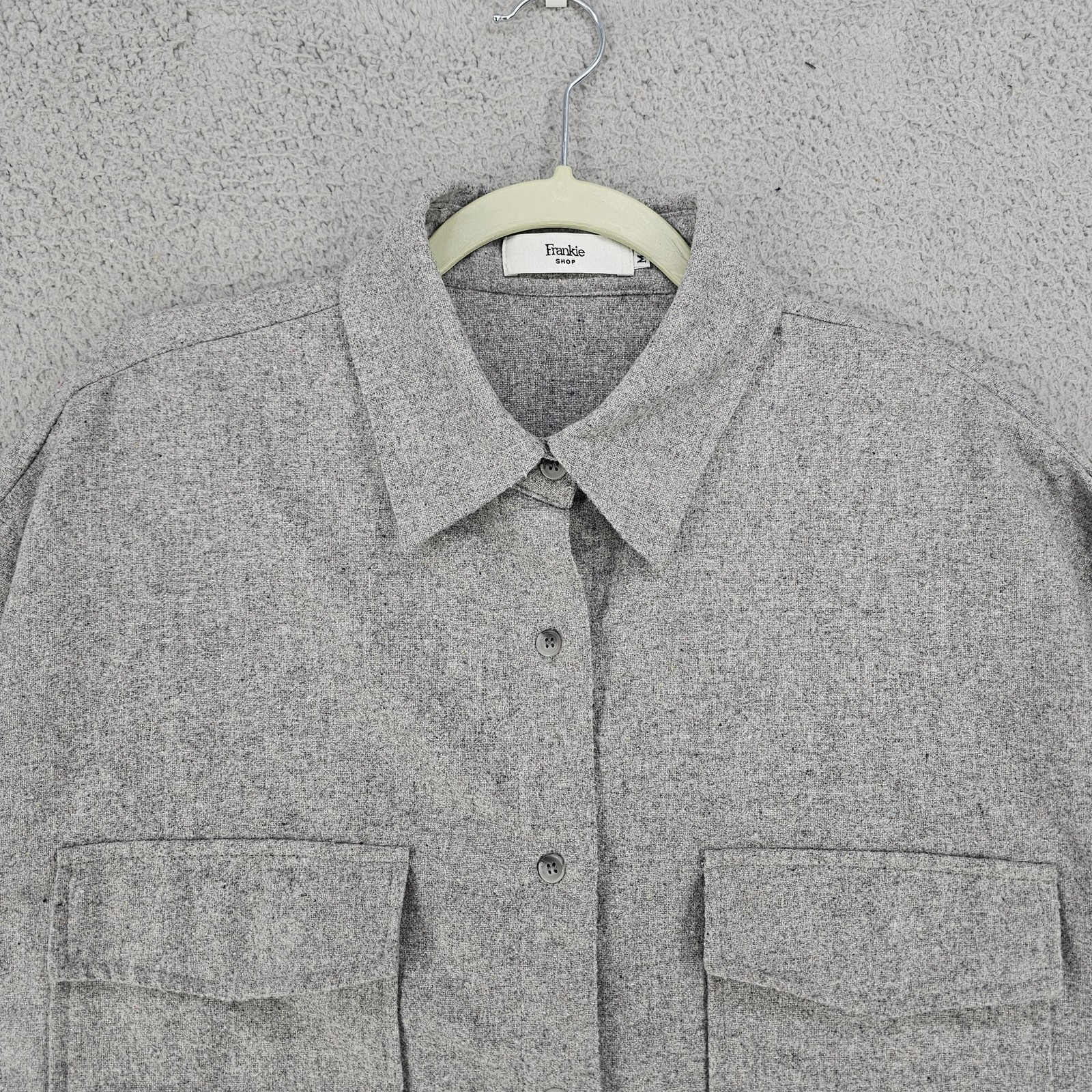 Frankie Shop Shirt Womens M/L Gray Wool Blend Flannel Button Up Oversized