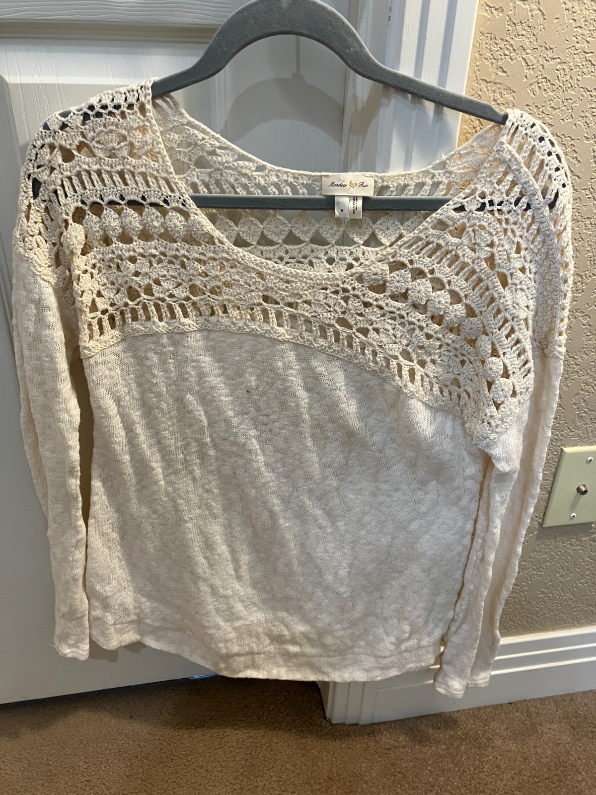 Anthropologie Meadow Rue Top/Blouse White/Cream Color Size Medium