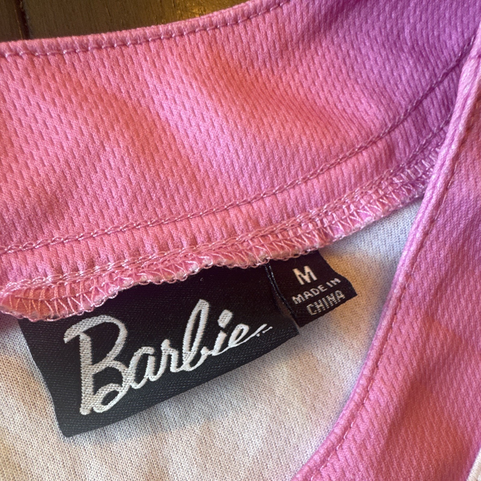 Barbie Womens M Baseball Jersey Button-Up Pink White Striped Lightweight