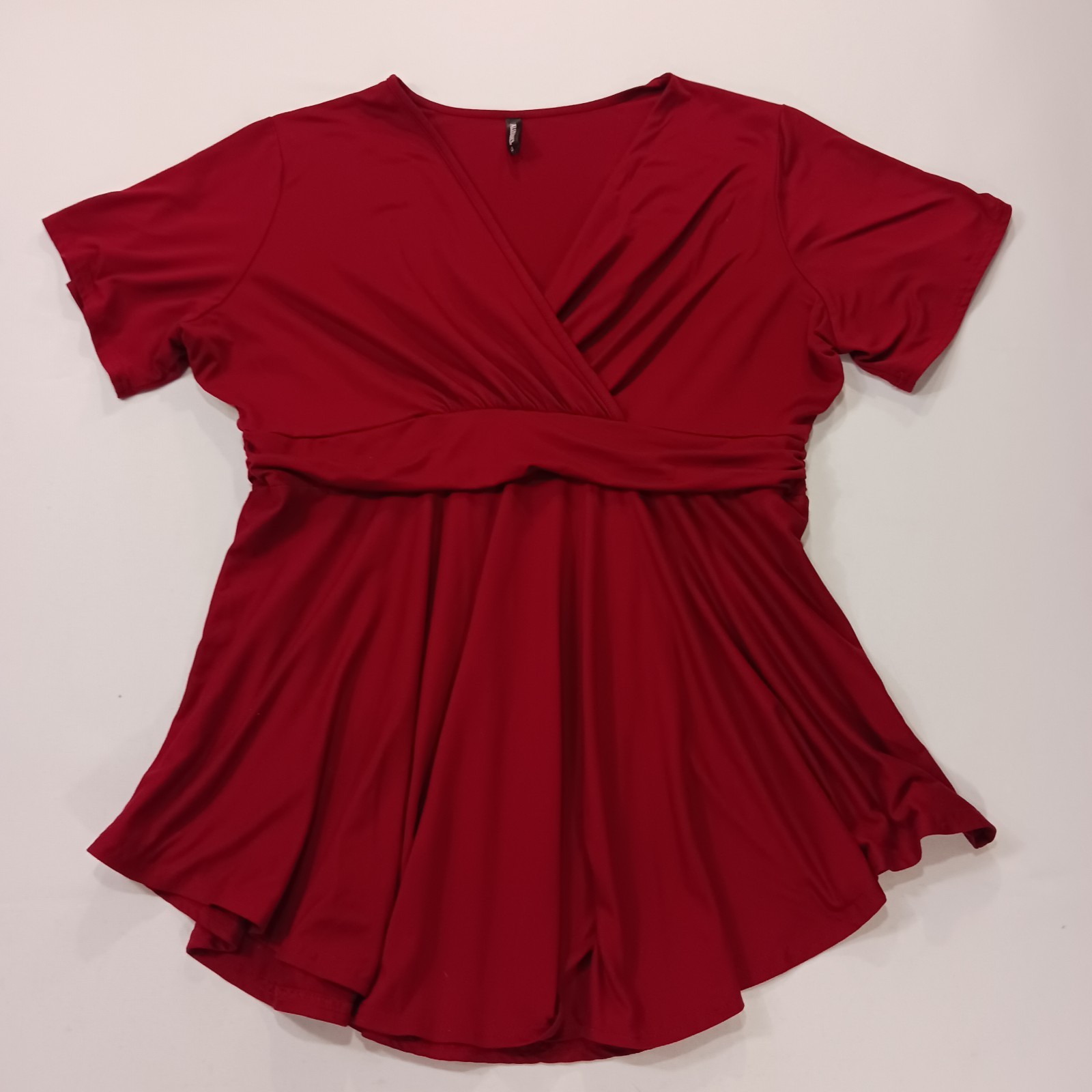 Allegrace Women’s Red Stretch Short Sleeve Casual Top Blouse Size 1X