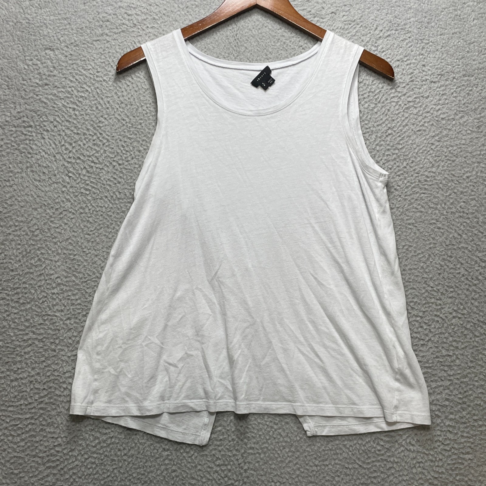 THEORY Womens S White Pima Cotton Modal Sleeveless Open Split Back Tank Top