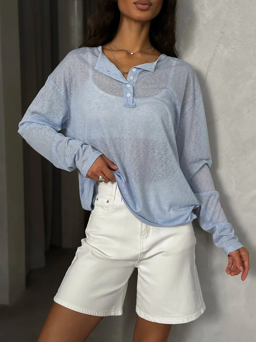2025 Basic Soft T Shirts Women Summer Autumn Long Sleeves Loose Bottom Tees Ladi