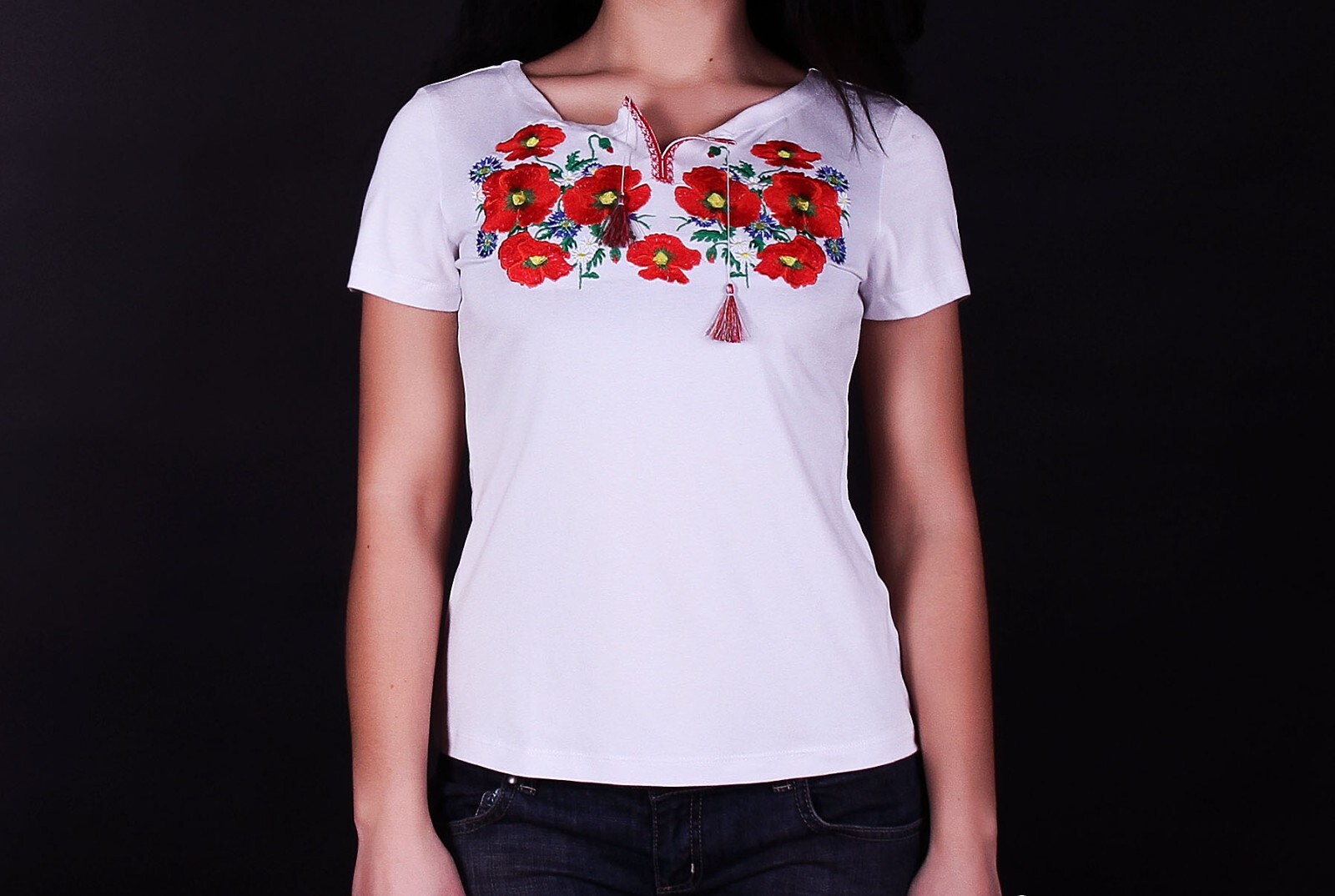 Vyshyvanka Traditional Embroidered Women Ukrainian t-shirt Ethnic Size S