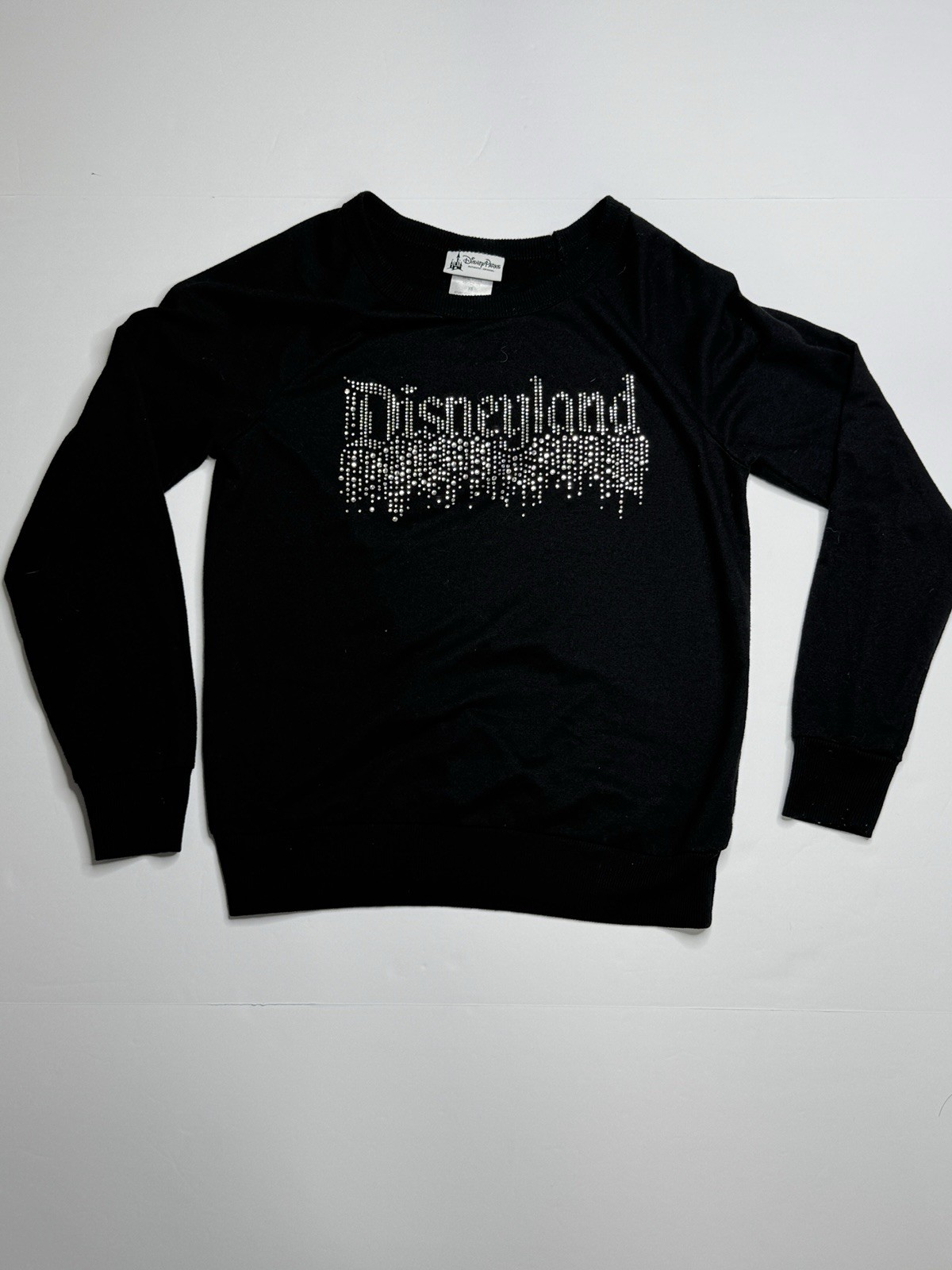 Disney Parks Disneyland Womens XS Black Rhinestone Crewneck Sweatshirt
