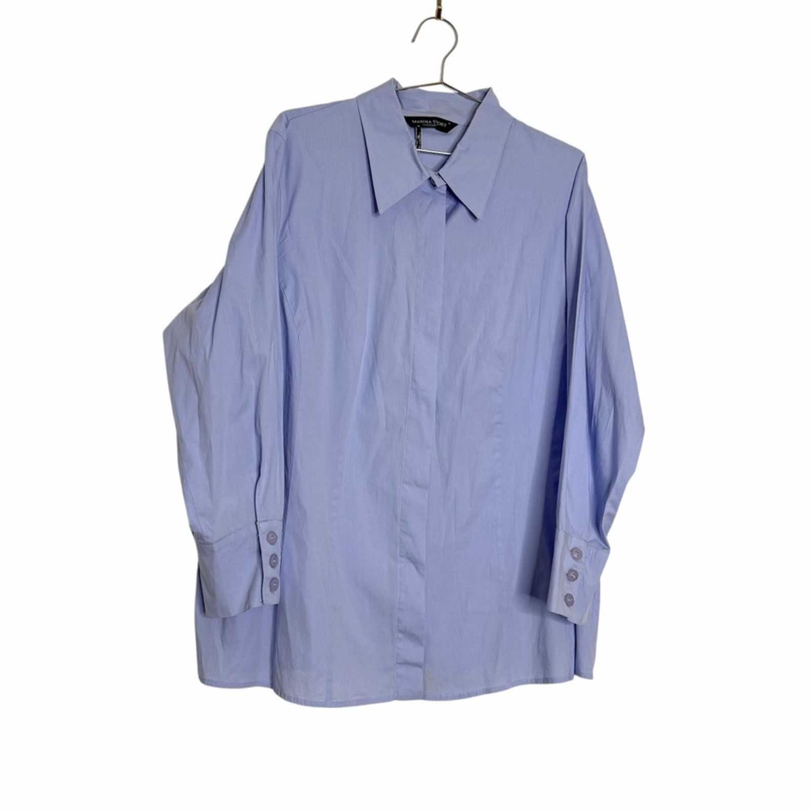 Marina Rinaldi Sport Casual Blue Button Front Shirt Long Sleeve