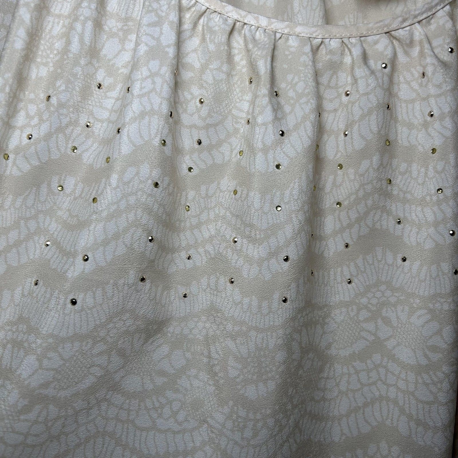 Covington Blouse Women’s XLP White Geometric Rhinestone Scoop Neck Tunic Top