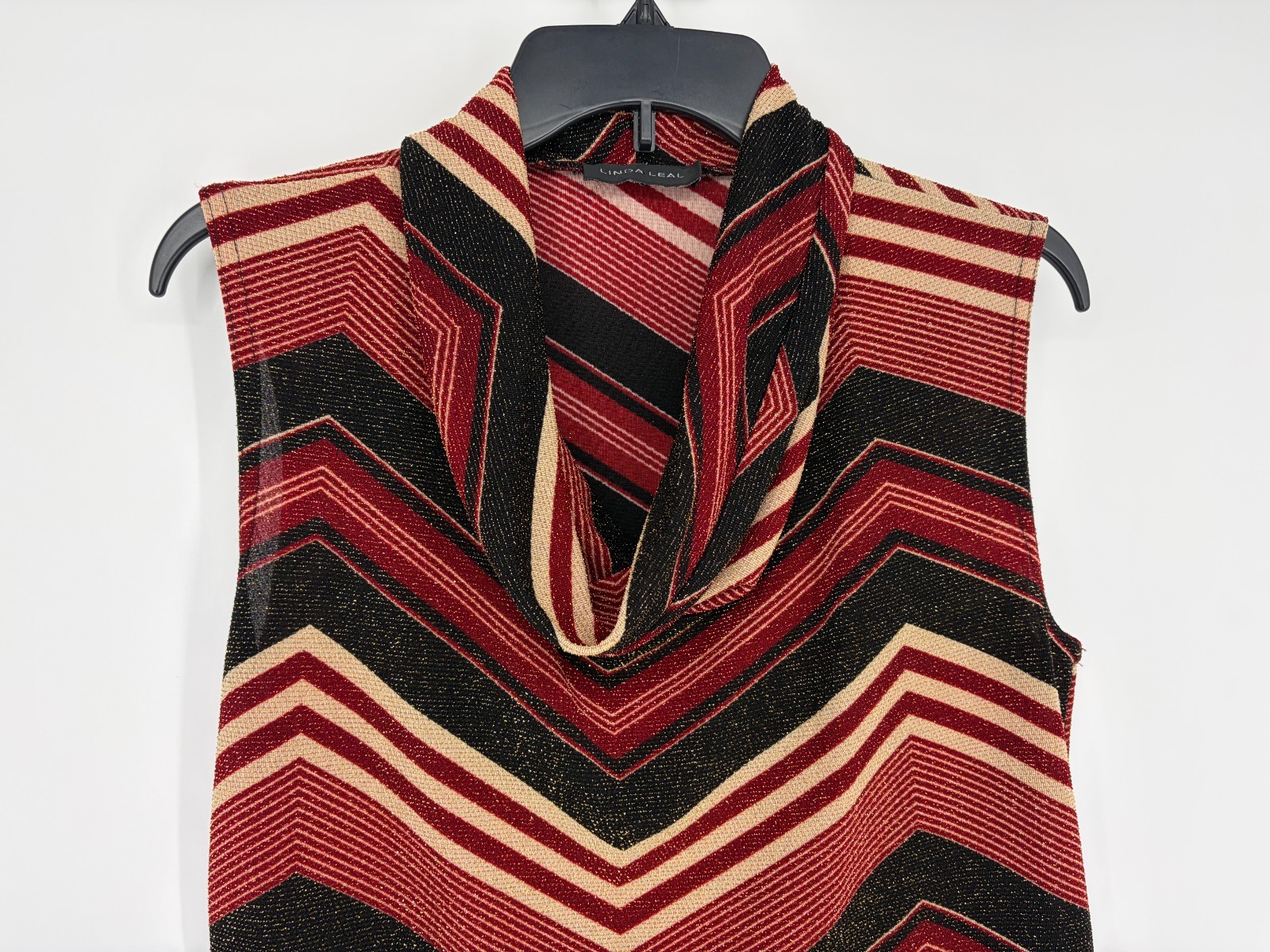Linda Leal Multicolored Metallic Sleeveless Cowl Neck Tank Top Women’s Size XL