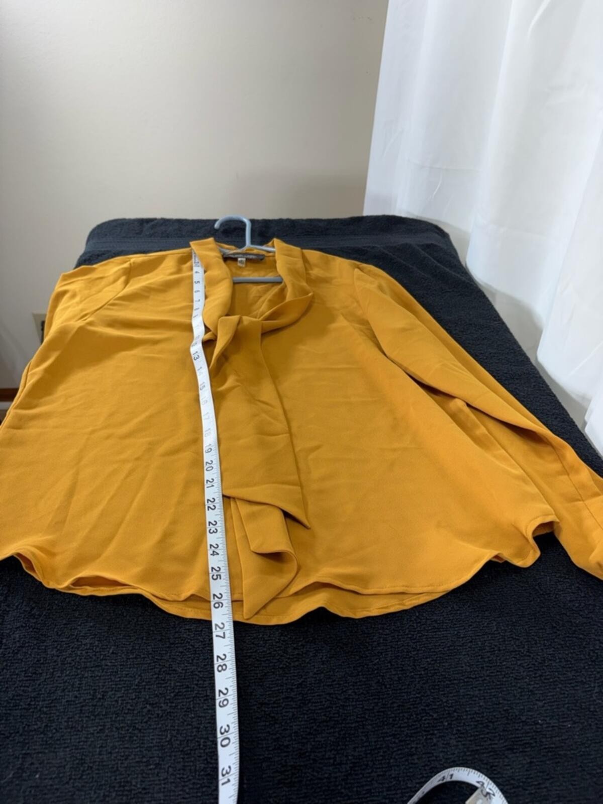 Evan Picone Mustard Tie-Neck Blouse 2168
