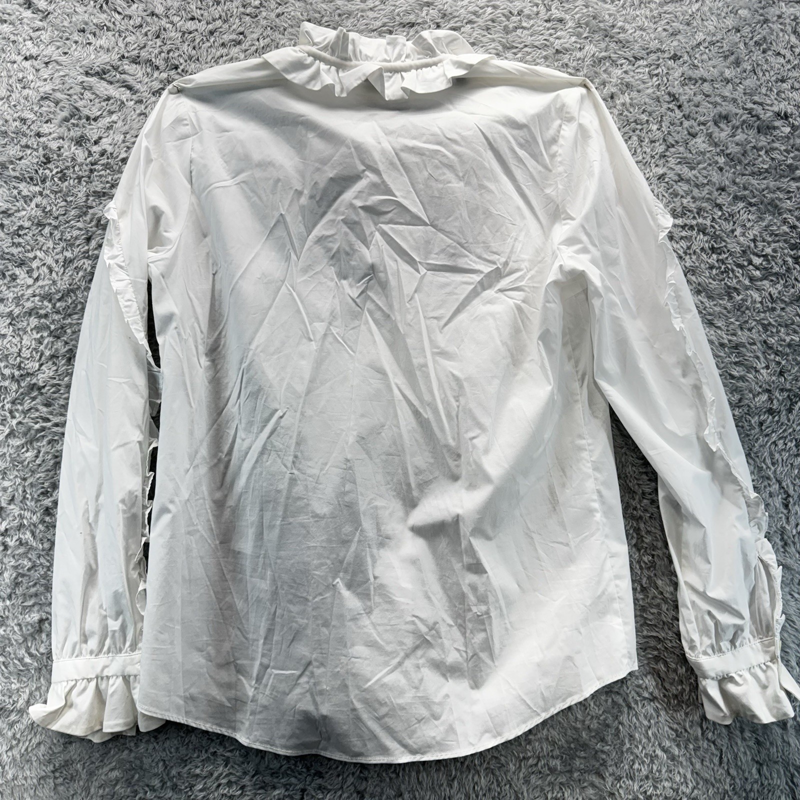 Pinko White Ruffle Collar Button Front Blouse Womens EU 44 US L NWT Cotton