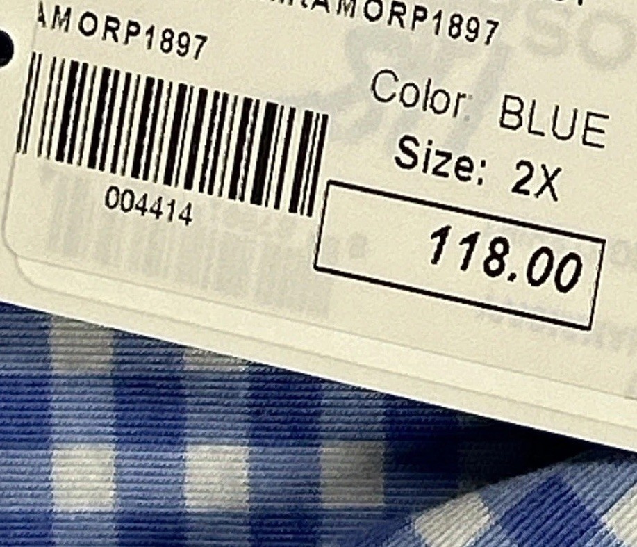 Cosabella Sleep Coverup Check Women’s 2XL Button Up 40” Long Blue White