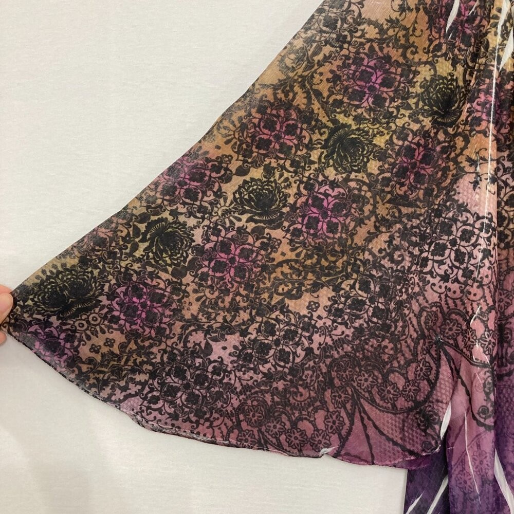 Style & Co. size 1X Purple Abstract Boho Stretch Blouse Festival