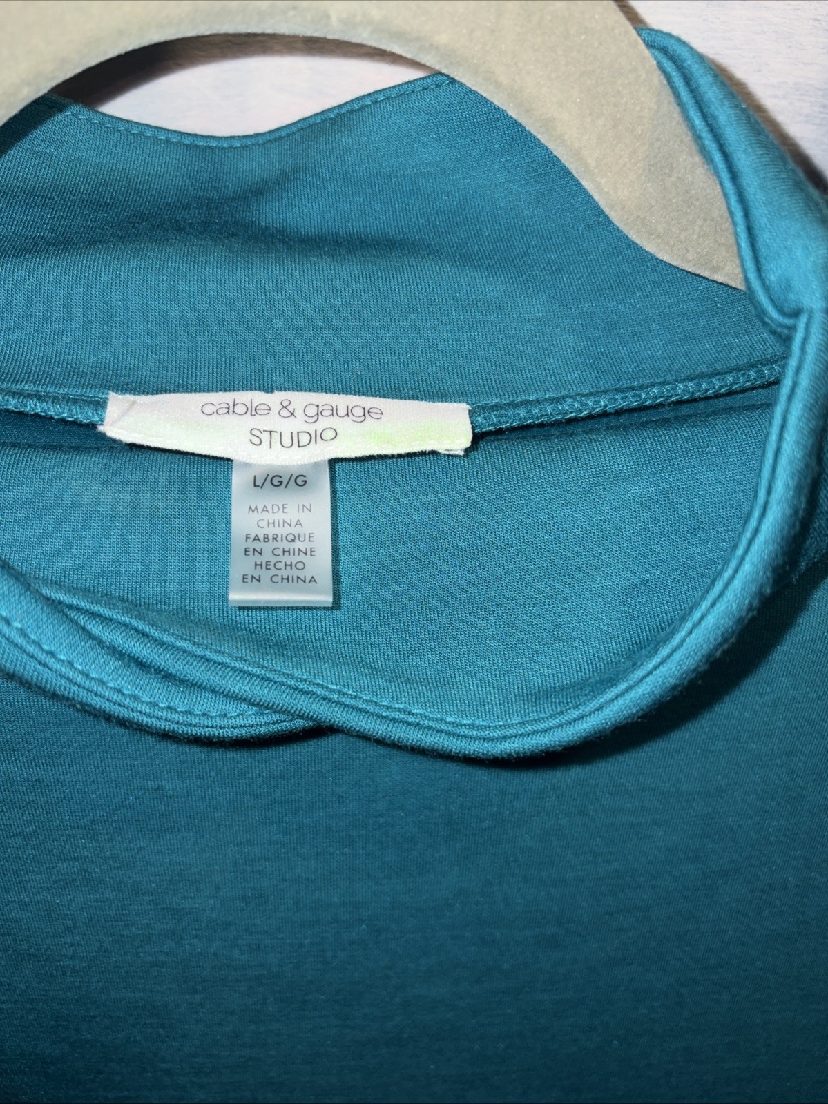 Cable & Gauge Studio Ladies Size L Teal Mock Turtleneck Medium Weight Long Sleev