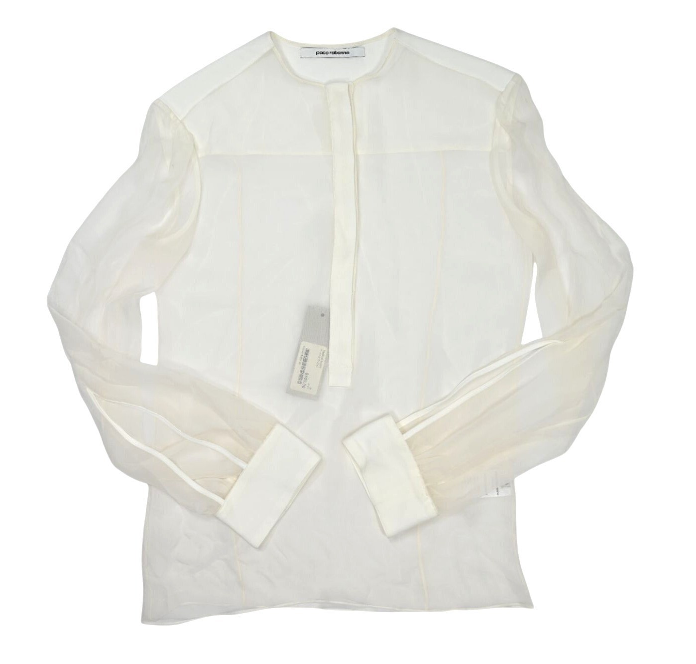 Paco Rabanne Long Sleeve Silk Shirt in White