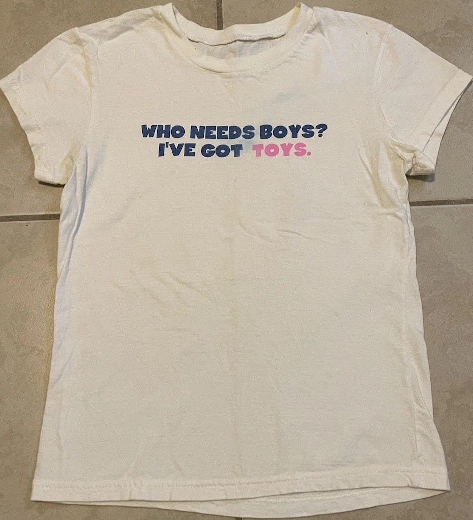 Vtg Who Needs Boys Ive Got Toys Faded Shirt L Funny Saying Joke Grunge 90s Y2K