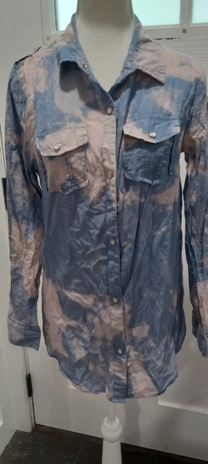 JAK Ladies Pearl Snap Button Up Shirt Size Small