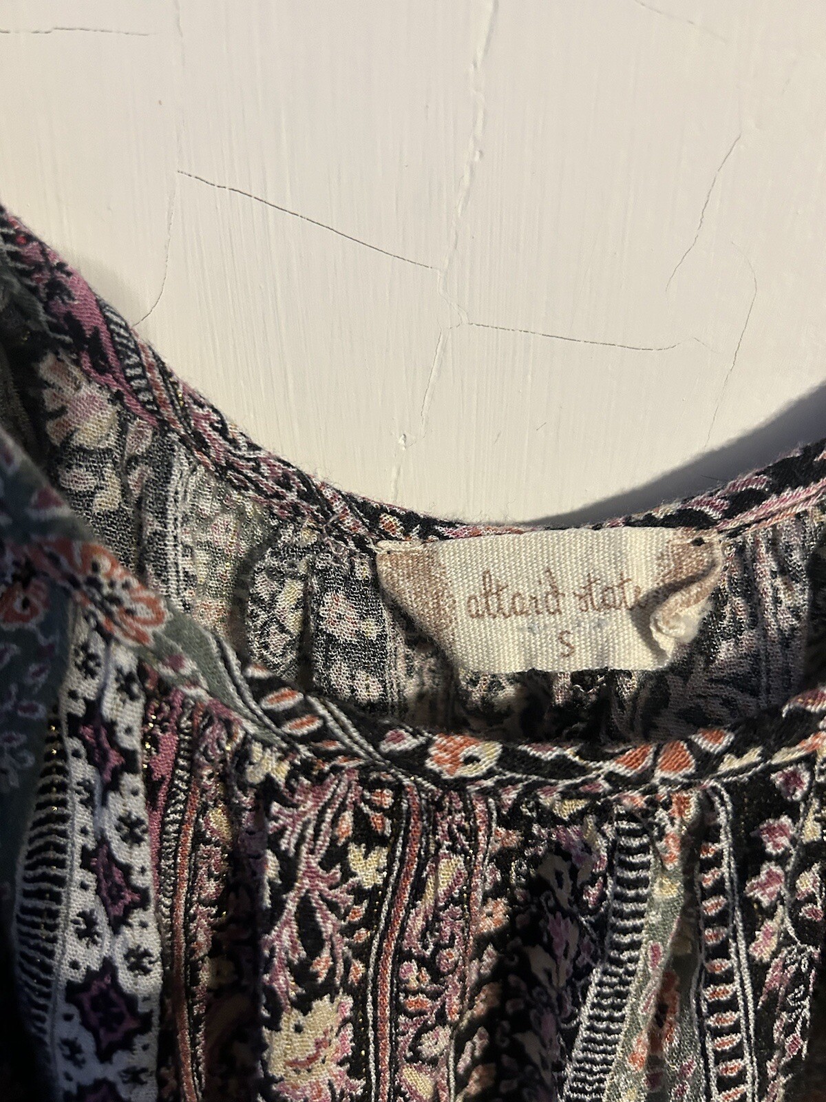 Super Cute Altar’d State Glitter Multi Colored Peplum Top Size Small