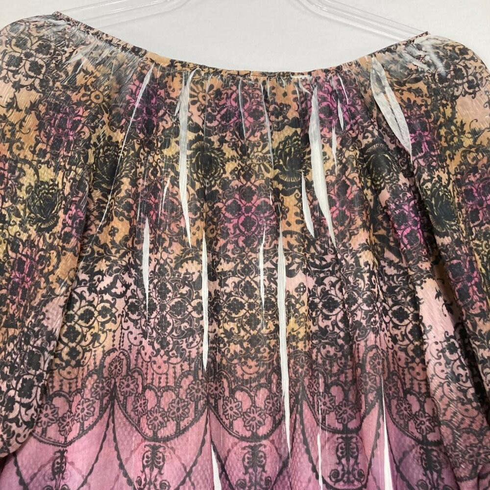 Style & Co. size 1X Purple Abstract Boho Stretch Blouse Festival