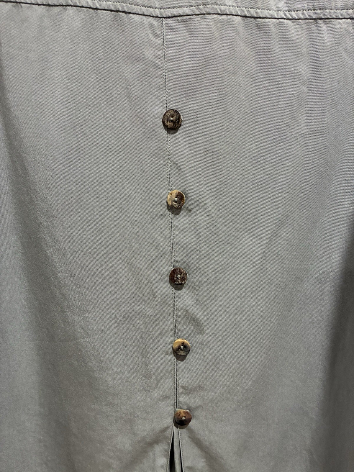 Soft Surroundings Gray Tencel Button-Up Collared Blouse Tunic Large