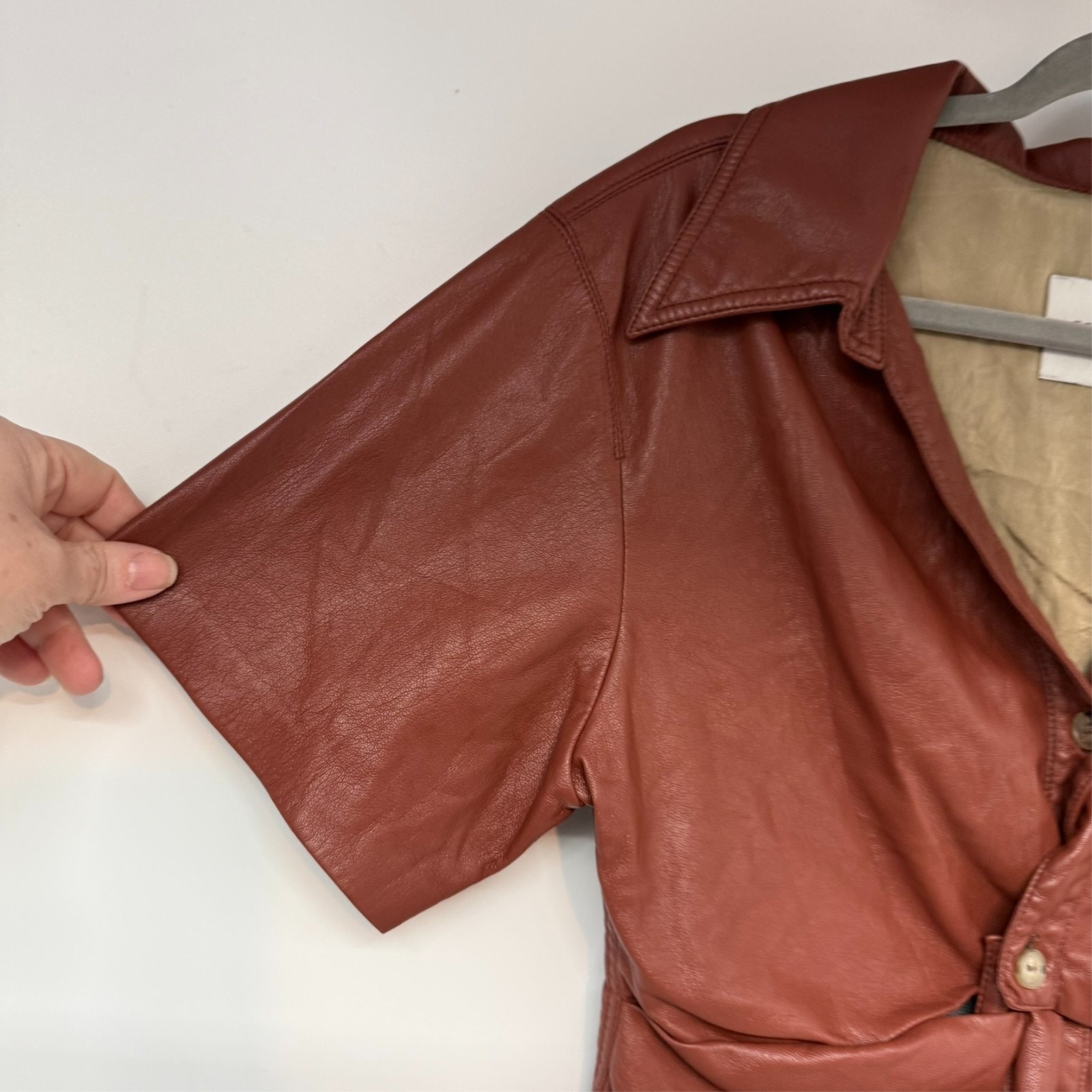 NANUSHKA Thora Twist Front Top Womens Small Brown Faux Leather Modern Designer